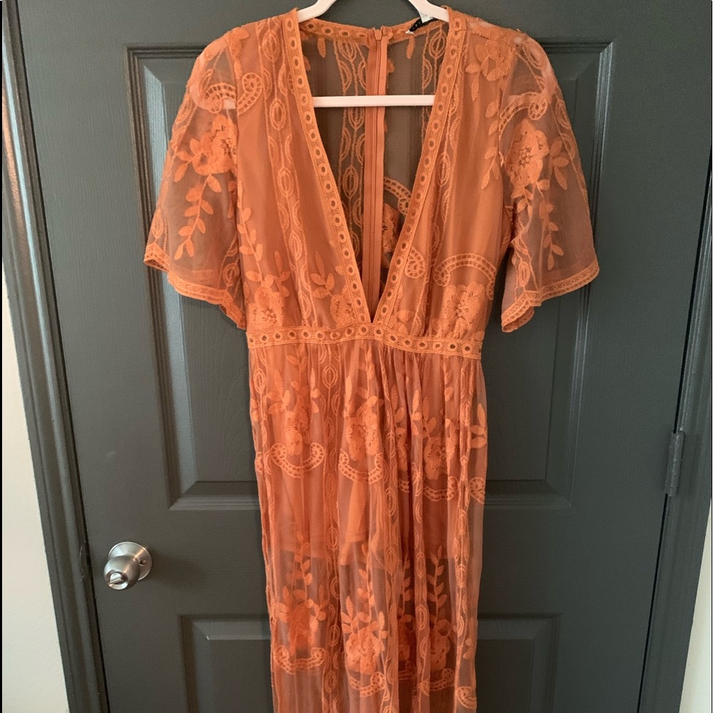 Maxi dress with romper underneath